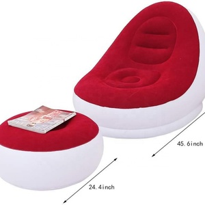 Suitable for Indoor Living Room Bedroom Outdoor Grass Camping Comfortable Soft PVC Flocking <b>Inflatable</b> Lazy <b>Sofa</b> - Product Image 2