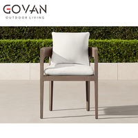 Fauteuil d'extérieur de style scandinave en teck massif avec accoudoirs, résistant aux intempéries, pour jardin, terrasse, loisirs