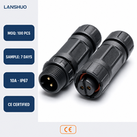 Connecteur mâle-femelle M12 étanche IP67 en nylon et laiton 10A pour applications automobiles extérieures