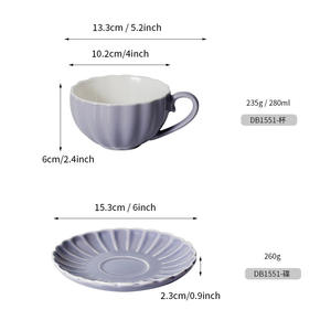 Ensemble de tasses à café en céramique violet clair avec soucoupe, style nordique, couleur unie, pour les fêtes et la maison, DB1551 - Product Image 4