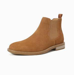 Bottes Chelsea en daim et cuir fendu pour hommes, style britannique, bout rond, à enfiler, mi-mollet, bottes d'hiver, semelles en caoutchouc antidérapantes, EU 39 à 47 - Product Image 2