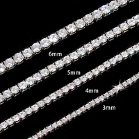 2mm-5mm bijoux fins Hip Hop argent Sterling 925 Moissanite diamant glacé bijoux chaîne de Tennis Bracelet hommes femmes collier
