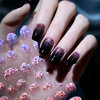 1 autocollant 5D holographique scintillant effet feux d'artifice pour ongles, motif cascade réfléchissant, adhésif pour manucure française