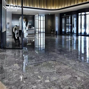 กระเบื้องหินอ่อนแผ่นใหญ่สีเทาขัดเงา Goldtop Ritz สำหรับตกแต่งภายในโรงแรม วิลล่า ห้องโถง เคาน์เตอร์ พื้น และผนัง - Product Image 3
