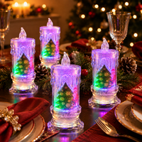 Mini bougie LED de Noël de 10 cm, 7 couleurs changeantes, écologique, transparente comme du cristal, décoration d'arbre, décoration de la maison, décoration Diwali