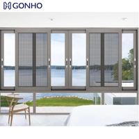 Fenêtres coulissantes horizontales commerciales GONHO au design moderne, en acier inoxydable, avec double vitrage trempé, résistantes aux ouragans, en aluminium