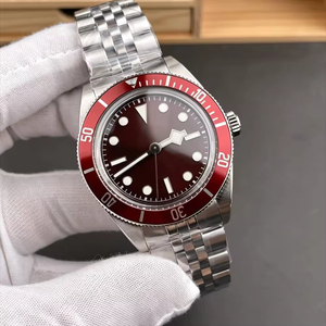 Men's Automatic Mechanical Watch Super Luminous <b>Red</b> Dial <b>Red</b> Bezel Stainless Steel Luxury Fashion Diver Watch Power Reserve - Product Image 1