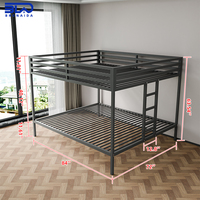 Lit superposé moderne en métal, taille king size, avec échelle large pour une utilisation sécurisée dans les chambres d'hôtel et les dortoirs
