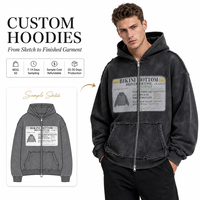 Sweat à capuche lourd 400 GSM pour homme, en polaire lavée polyester-coton, imprimé numérique, coupe ample, anti-boulochage