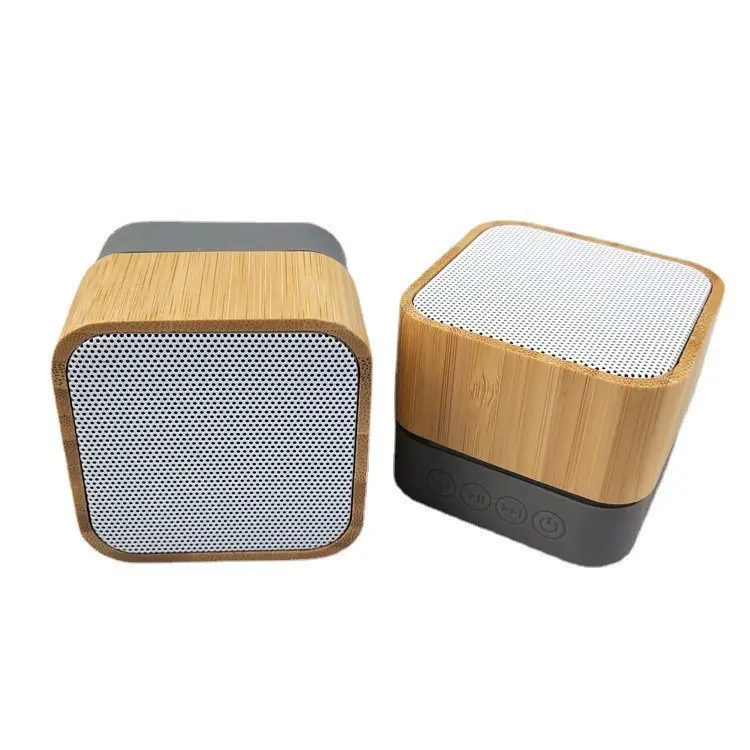 Mini caixa de som portátil de madeira, bambu, estéreo, à prova d' água, compatível com bluetooth, sem fio para festas, praia, dia