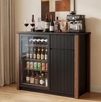 Mini-réfrigérateur avec prise électrique, meuble bar à café avec espace réfrigérateur, buffet avec porte-bouteilles et étagères de rangement