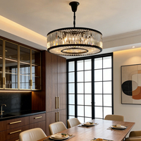 Luminaire suspendu rond en cristal pour intérieur, avec chaîne réglable pour grande pièce