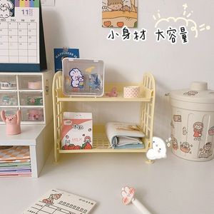 Desktop <b>Storage</b> Rack 2 Tier Rectangle Standing Type Office Organizer <b>For</b> Stationery Dorm Room Bookshelf <b>Computer</b> Use - Product Image 3
