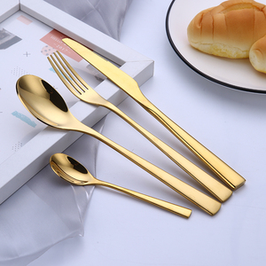 <span class=keywords><strong>1810</strong></span> Titanium Mạ Vàng <span class=keywords><strong>Flatware</strong></span> Nhà Hàng Khách Sạn Bộ Dao Kéo Cho Đám Cưới - Product Image 1