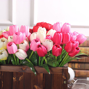 Fleurs de tulipes artificielles, bouquet en soie à 9 têtes, 40 cm, décoration de la maison, accessoires de mariage - Product Image 3