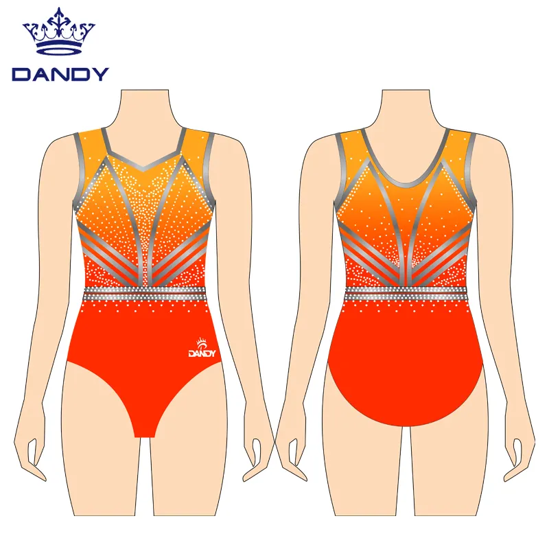 Customized size Rhinestone Competition Gymnastics sleeveless leotard and Gym leotards for girls