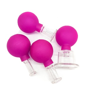 4 Ukuran Set Bekam Wajah Tahan Lama, Cangkir Bekam Silikon Kaca Pemijat Tubuh Muka, Peralatan Terapi Bekam Vakum - Product Image 1