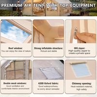 Tente de camping gonflable pour 6 à 8 personnes, avec fenêtre panoramique en PVC, couverture d'intimité, tissu Oxford 420D imperméable, poutres en PVC gonflables