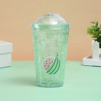 Tasse de glace cassée créative d'été HYRI-PC-010, petite tasse de paille en plastique fraîche double tasse de mode de jus de boisson froide tasse d'eau
