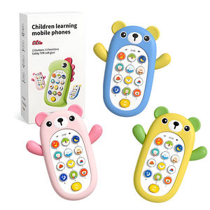 Jouet de téléphone en silicone pour bébé, 6 motifs de dessins animés, 13 touches, 3 modes, mode veille, 15 chansons apaisantes, cadeau éducatif précoce - Product Image 3