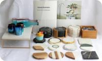 Sous-verres hexagonaux en marbre blanc et bois d'acacia de 4 pouces, sous-verres pour tasse à café, table en bois, mug à bière, décoration de Noël, cadeau de pendaison de crémaillère