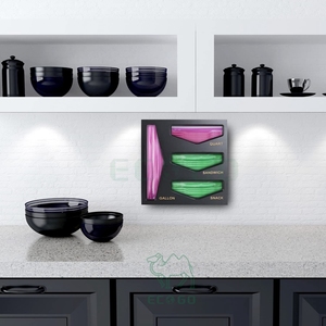 Organizador de almacenamiento Ziplock de bambú negro para cajón de cocina Organizador de bolsas Contenedor de almacenamiento de alimentos para aperitivos de galón compatible - Product Image 5