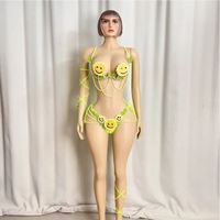 Nouvelle tenue de carnaval Samba faite à la main en crochet, motif tournesol souriant, soutien-gorge et culotte pour fête, EDC, rave, carnaval, Mardi Gras, Showgirls