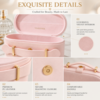 Boîte de rangement pour bijoux avec logo personnalisé, boîte à bijoux de voyage de luxe avec intérieur en velours doux et organisateur multi-compartiments