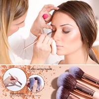 BS-MALL Ensemble de 25 outils de maquillage pour le visage, marque privée, éponge à poudre, ensemble de pinceaux de maquillage rose personnalisé avec support rotatif