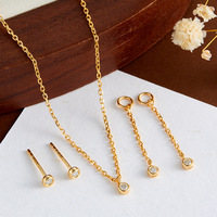 Parure de bijoux tendance pour femme en argent 925, forme géométrique, collier et boucles d'oreilles en moissanite, plaqué or 14 carats, cadeau romantique et élégant pour soirée