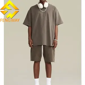 Manufacture summer baggy clothing two piece tshirt and shorts set custom men outfit 2 piece t shirt and shorts suit