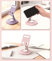 Support de téléphone rotatif à 360 degrés, support de tablette pliable de bureau Macaron, anti-tremblement, multi-angle réglable, métal+ABS, pour personne paresseuse