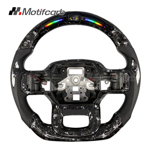 Volant personnalisé en fibre de carbone forgée argentée pour Ford F-150 XL 4x4 Raptor R Tremor STX 2019-2025 avec affichage LED du régime moteur - Product Image 1