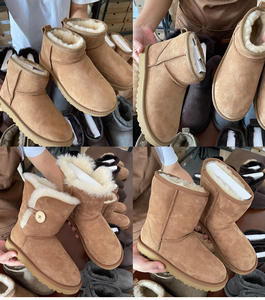 Botas de Invierno 100% Piel de Cordero para Mujer, Botines Cortos, Tallas Grandes, Forro de Piel de Oveja, Personalización de Logotipo de Fábrica - Product Image 2