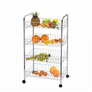 FIRST HORSE Chariot de rangement utilitaire à roulettes en métal blanc à <span class=keywords><strong>4</strong></span> niveaux, robuste, avec paniers en maille, organisateur - Product Image 4