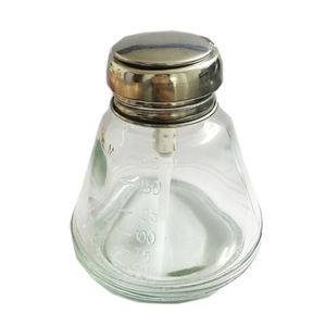 Botella de vidrio con bomba de 180 ml para dispensar removedor de esmalte de uñas, líquidos y solventes resistentes a la corrosión. - Product Image 1