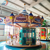 Carrusel de 16 Asientos para Niños y Adultos, Atracciones de Parque de Diversiones, Juegos Mecánicos para Familias