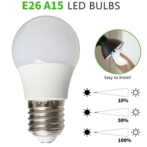 หลอดไฟ A15 หลอดไฟ LED E26 AC110~120V ปรับความสว่างได้สามระดับ โคมไฟพลาสติกเคลือบ PC+ ถ้วยโคมไฟอะลูมิเนียมเคลือบพลาสติก ดัชนีการแสดงสี Ra80 - Product Image 4