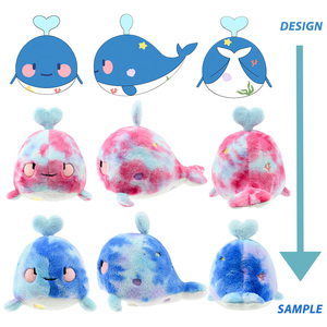 Fabricant de peluches, oreiller en peluche en forme de baleine personnalisé, animal en peluche doux pour la chambre à coucher, la crèche et les cadeaux - Product Image 2