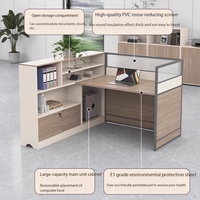 Moderna Scrivania da Ufficio a L in MDF Lucido Eco-Friendly con Spazio di Archiviazione per 4 Persone