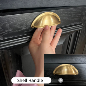 Poignée de tiroir en laiton antique en forme de coquille pour meubles, quincaillerie de cuisine, armoire, tiroir, boutons de poignée - Product Image 2