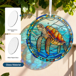 Turtle Suncatchers Stained Glass <b>Window</b> Hanging Turtle Ocean Suncatcher Glass <b>Panel</b> with Riband Hangings Marine Life Sun Catcher - Product Image 4