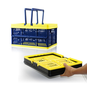 ZHJIEMA Supermarket Storage Kichen Foldable Folding Vegetable Plastic Laundry Shopping Basket