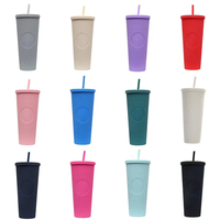 Vaso Reutilizable Colorido con Brillantina, Doble Pared, Plástico, 24oz, con Tapa y Pajita, Logotipo Impreso en 3D, para Camping u Oficina