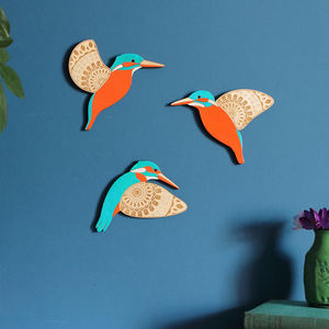 S/3 pájaros de madera decorativos artesanías pájaro de madera arte de la pared decoración madera pájaros voladores decoración de pared - Product Image 6