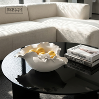 Mangkuk Buah Keramik Buatan Tangan Merlin Living, Piring Cokelat Dekorasi Rumah Modern Motif Bunga, Pabrik Keramik Chaozhou OEMODM