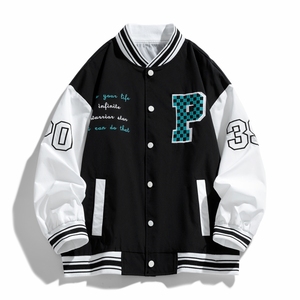 Customized logo <b>Jacket</b> <b>Flying</b> <b>jacket</b> American retro PU <b>leather</b> stitching baseball uniform loose casual collar baseball uniform - Product Image 4