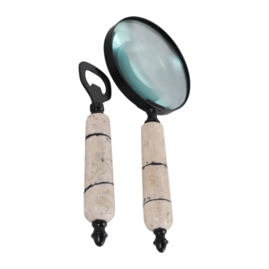 Set di lente d'ingrandimento e apribottiglie con manico in pietra, decorazione per la casa, accessorio per tavolino, mensola, soggiorno - Product Image 3