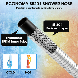 Tuyau de douche en acier inoxydable avec tube extractible, prix d'usine, qualité stable et anti-rupture - Product Image 2