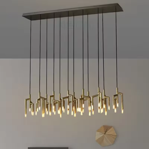 American New Linear Pendant Led <b>Light</b> Modern Stylish Creative Designer Chandelier for Living Room - Product Image 2